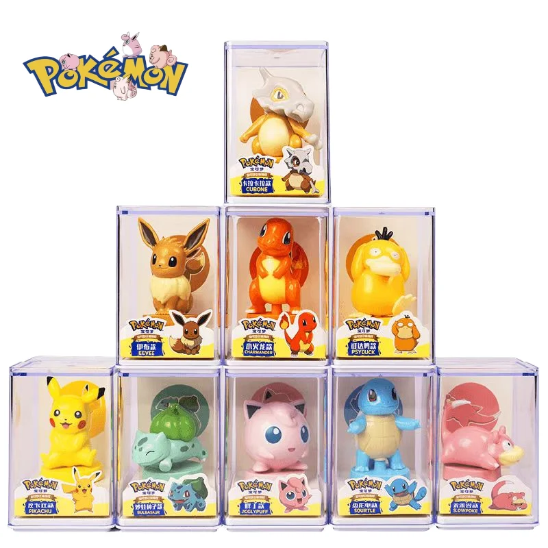 

New Pokemon Genuine Cartoon Anime Stamp Charmander Eevee Cubone Children's Toy Doll Hand-made Model Ornament Birthday Gift