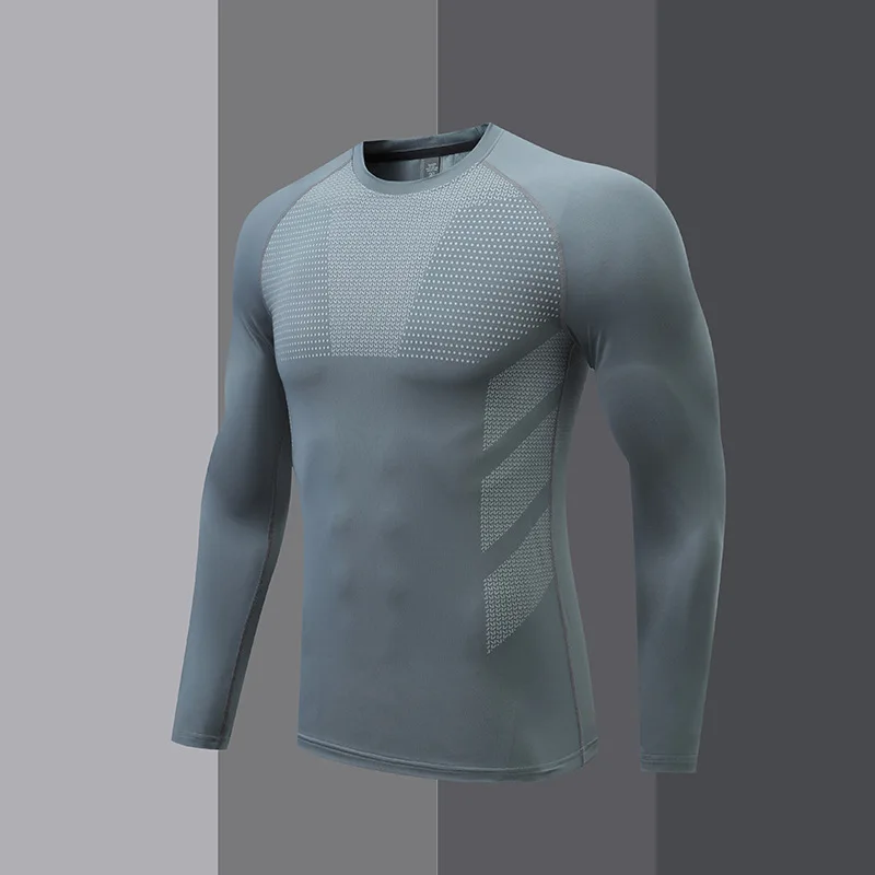 1 Piece Men's Athletic Compression Shirt Spring/Autumn Base Layer Slim Fit Printed Solid Color Round Neck Casual Sports Tig compression t shirt compression shirt