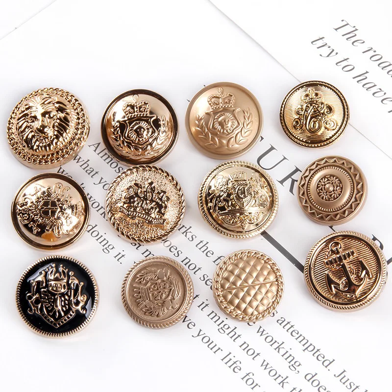 

Европейские винтажные пуговицы для шитья «сделай сам», золотые пуговицы для пальто, круглые металлические модные пуговицы для одежды, 100 шт./лот