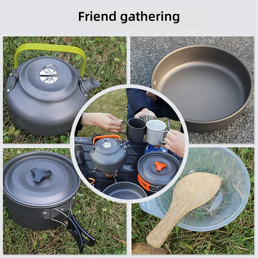 Outdoor cooking utensils, camping cookware, water heaters, tea pots, frying pans, portable outdoor stoves, camping tableware 6