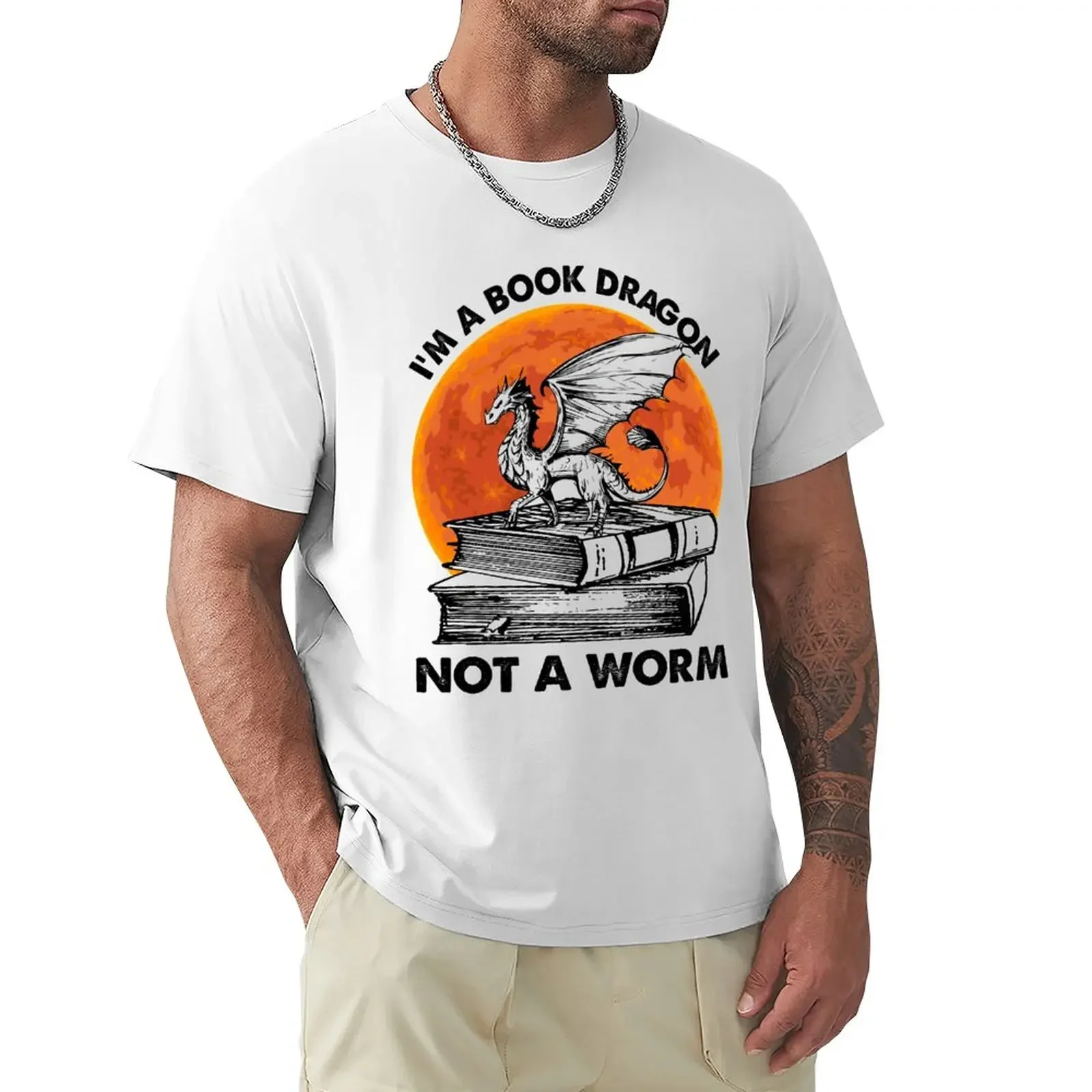 

I'm A Book Dragon Not A Worm T-Shirt korean fashion sports fans animal prinfor boys slim fit t shirts for men
