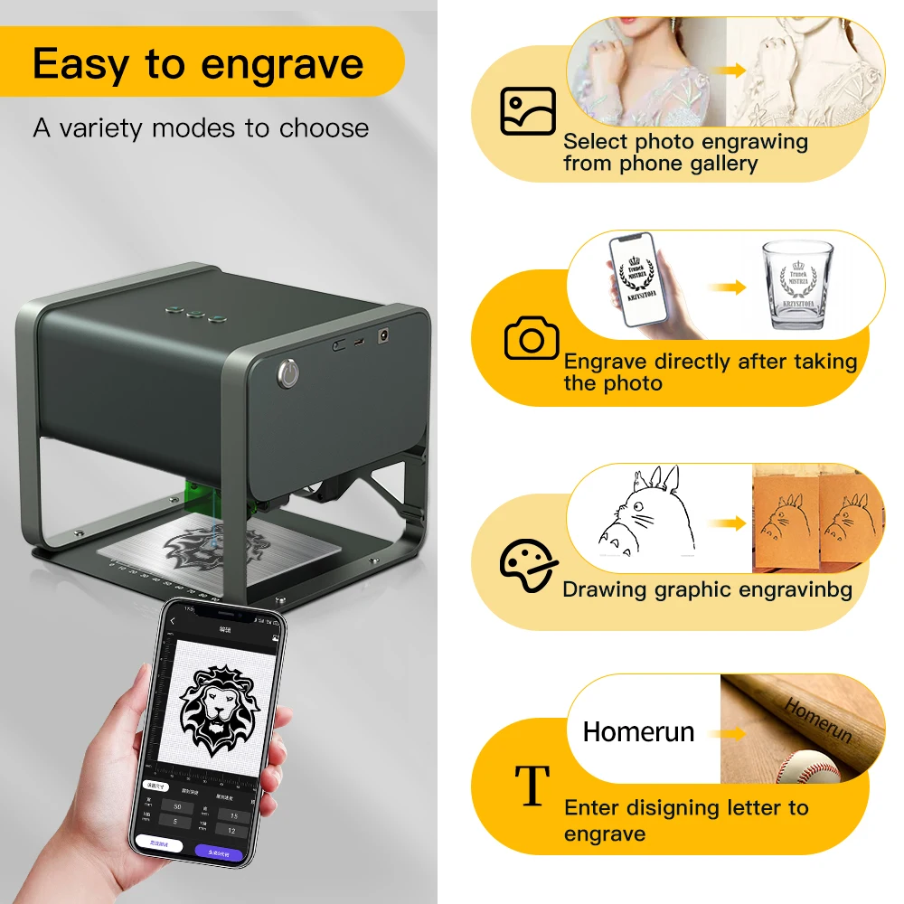 Laser Engraver TX Mark Printer Cutter Woodworking Machines Plastic 5500mw  Bluetooth Mini Laser Engraving Marking Machine