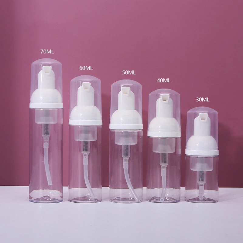 

30/50/60ML Foam Dispenser Bottle Clear Plastic Refillable Mini Mousse bottle Foaming Soap Dispenser Facial Cleanser Pump Bottles