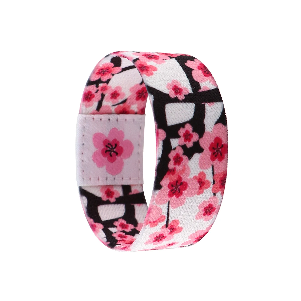 Cherry Blossom Cloth Stretch Wristband Bracelet Flexible Wrist Band Cuff Bracelet For Women Men