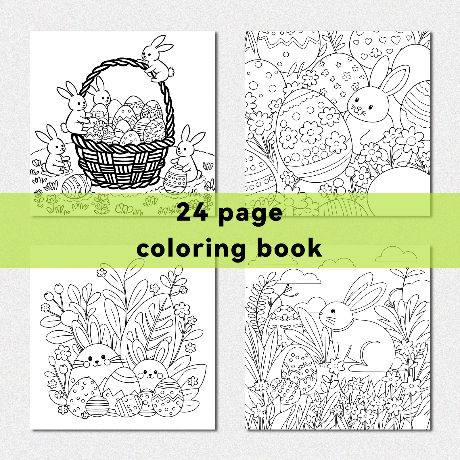 Easter Coloring Book Cartoon Rabbit for Adults Teens Featuring Adorable Creatures in Cozy Hygge Moments for Relaxation Gift ﻿ 6