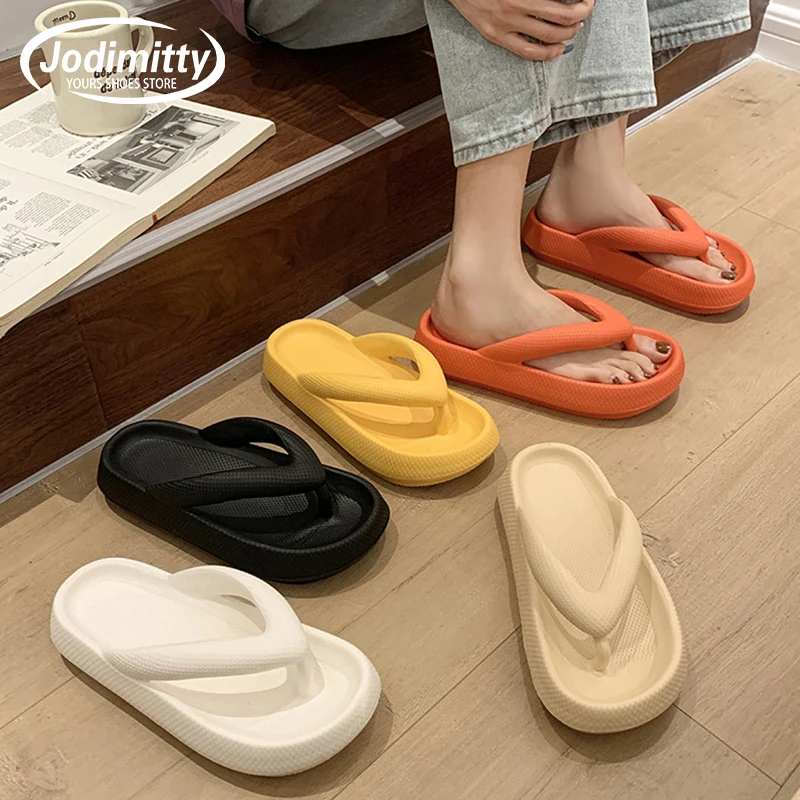 Women's Solid Color Flip Flops, Slip On Non-slip Comfy Wedge Slides, Summer  Beach Casual Platform Shoes