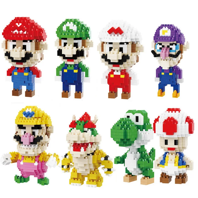 New Mario Series Cartoons Game Periphery Building Block Toys Super Bros Luigi Yoshi Bowser Mini Bricks DIY Assembled Gifts | Игрушки и
