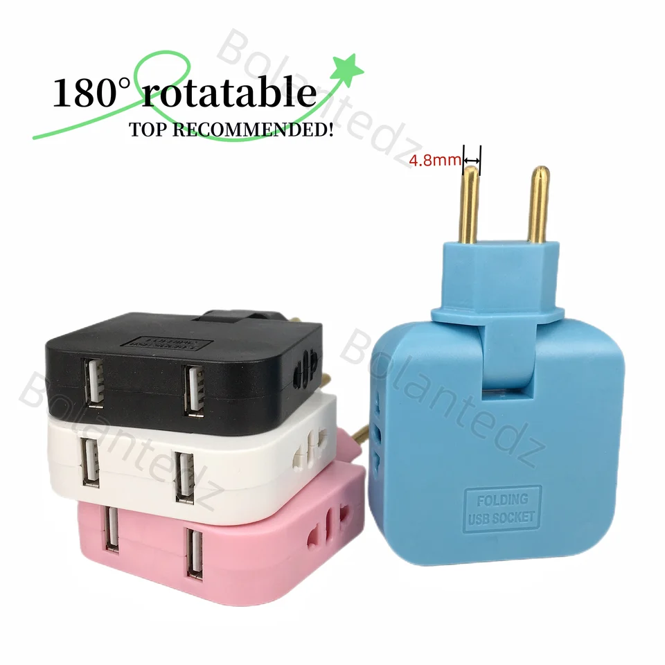 Foldable 3 In 1 USB EU Travel Power Adapter