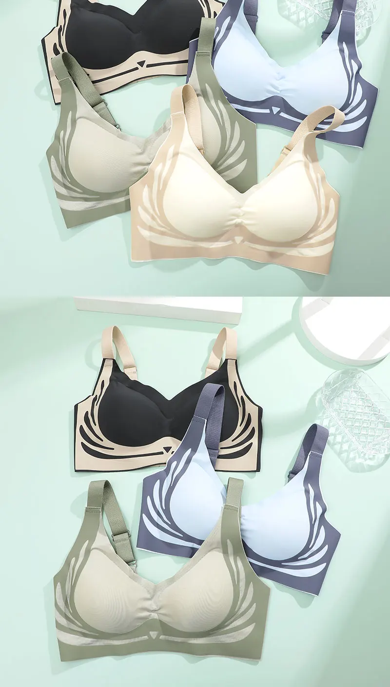 FINETOO Seamless Bras Plus Size Sports Push Up Bra Top Support Comfortable Underwear Brassiere Yoga Fitness Sleep Vest Bralette