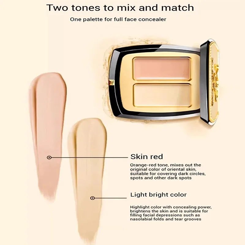 Maogeping Beauty Professional Double Color Concealer Palette High Coverage Moisturizing Concealer Makeup 3g