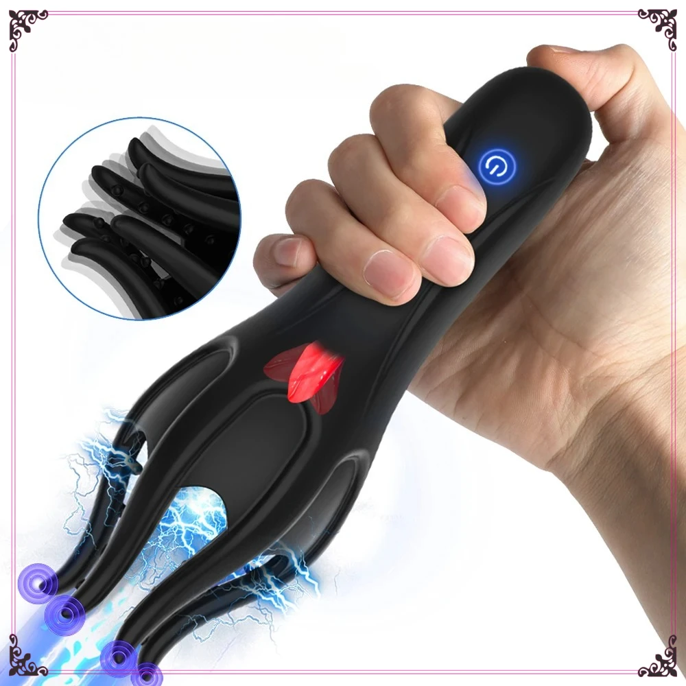 Tongue Masturbator Electric shock OR Soft Fingertip Trainer for Men Prolong Endurance Massage Vibrator Erotic Toys