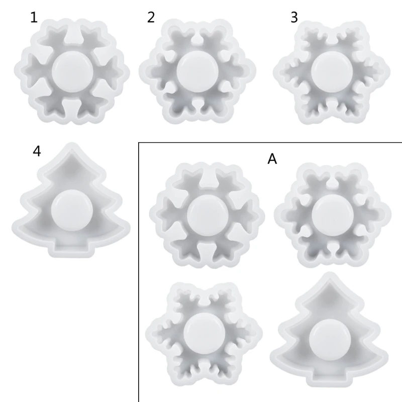 

2024 New 1/4x Snowflake Candle Holder Silicone Mold Tree Shape Tealight Holder Epoxy Mold Candlestick Resin Mold Christmas