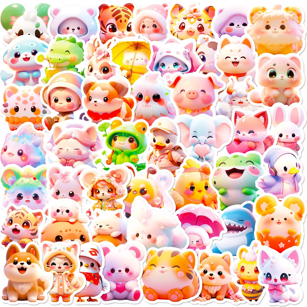 

10/30/50pcs Kawaii 3D Animal Cartoon Graffiti Stickers Aesthetic Decorative Stationery Phone Case Laptop Cute Kids Sticker Toys