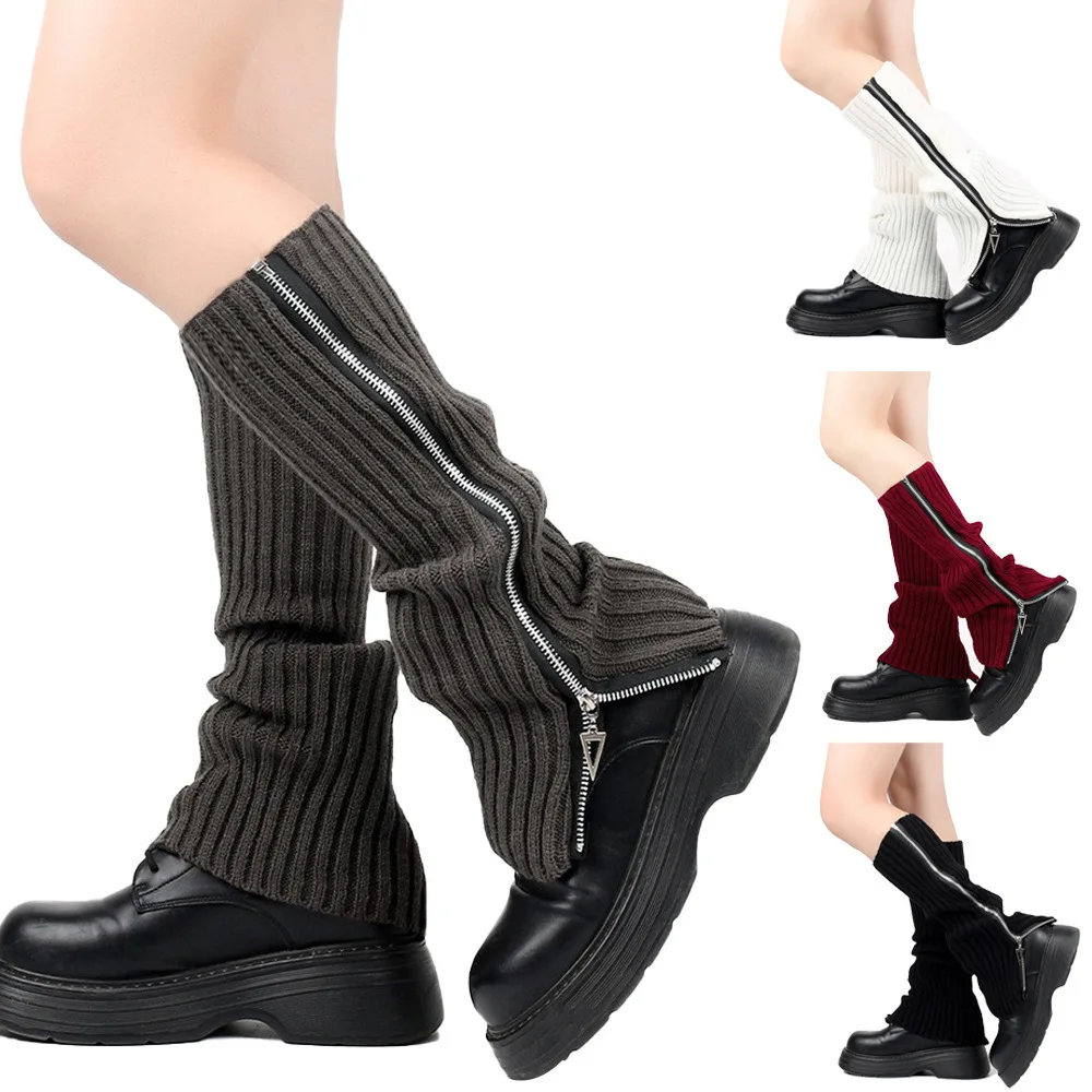 

Модные шерстяные чулочно-носочные изделия 1 пара, женские осенне-зимние колпачки, вязаные колпачки для ног, ботинки на молнии, носки