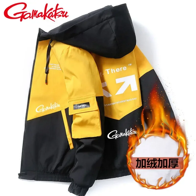 

Gamakatsu Velvet Fishing Jacket for Men, Windbreaker with Zipper, Outdoor Sport, Casual Fishing Clothing, Autumn and Winter, New