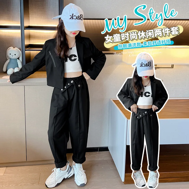 

Teenage Girls Clothing Set Spring Autumn Kids Blazer Suits Fashion Long Sleeve Coat and Hip Pants Children Clothes Ropa De Niña