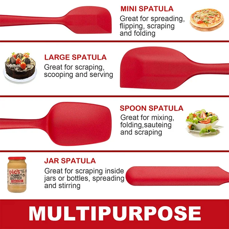 Non-Stick Silicone Cream Spatula Set Pastry Scraper Spoon Butter Spreader Jar Blender Heat-Resistant Spatulas For Kitchen Baking