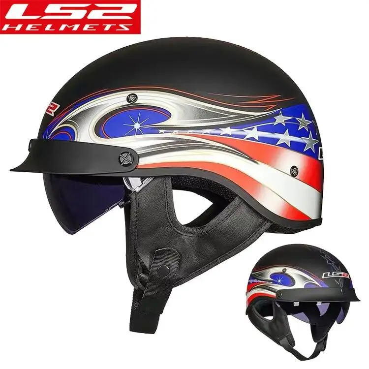 

LS2 Motorcycle Electric Scooter Retro Personality Half-covered Helmet Summer Sunscreen OF526 Motorcycle Accessories motocross