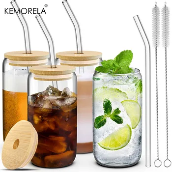 400ML Glass Cup Set with Lid & Straw – Transparent Drinkware 1