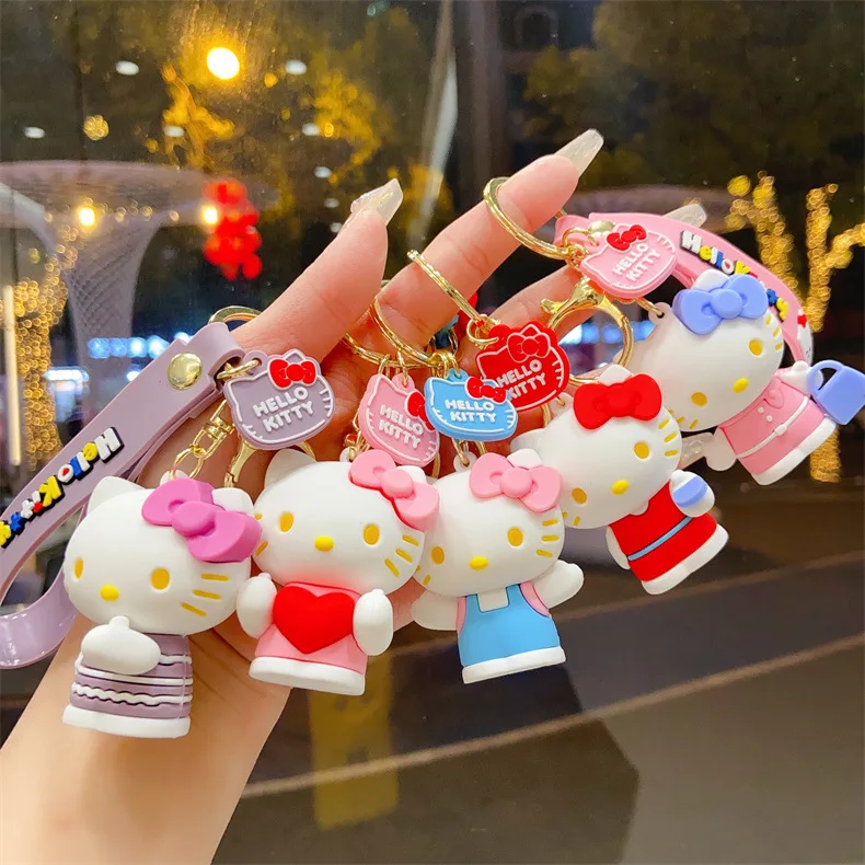 

Kawaii Sanrio, Hello Kitty брелок мультяшная кукла милая котенка ПВХ брелок Мягкая резиновая Автомобильная брелок женская сумка кулон девочка подарок