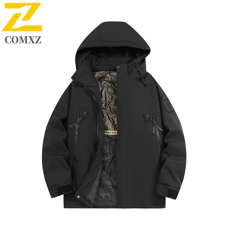 COMXZ New Outerwear Scratch Resistant Waterproof Travel Hiking Coat Work Windproof Breathable Stylish Men's Windbreaker Jacket