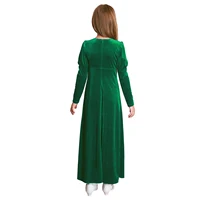 Robe de princesse médiévale en velours pour filles, manches longues, robe rétro Renaissance, robe longue romaine de prairie, fête d'Halloween et de carnaval 2