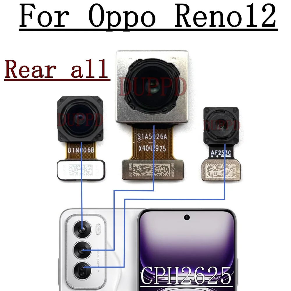 OPPO Reno12 Reno 12 CPH2625 전면 셀카 후면 메인 와이드 카메라 플렉스 케이블 수리 부품용 전면 후면 카메라