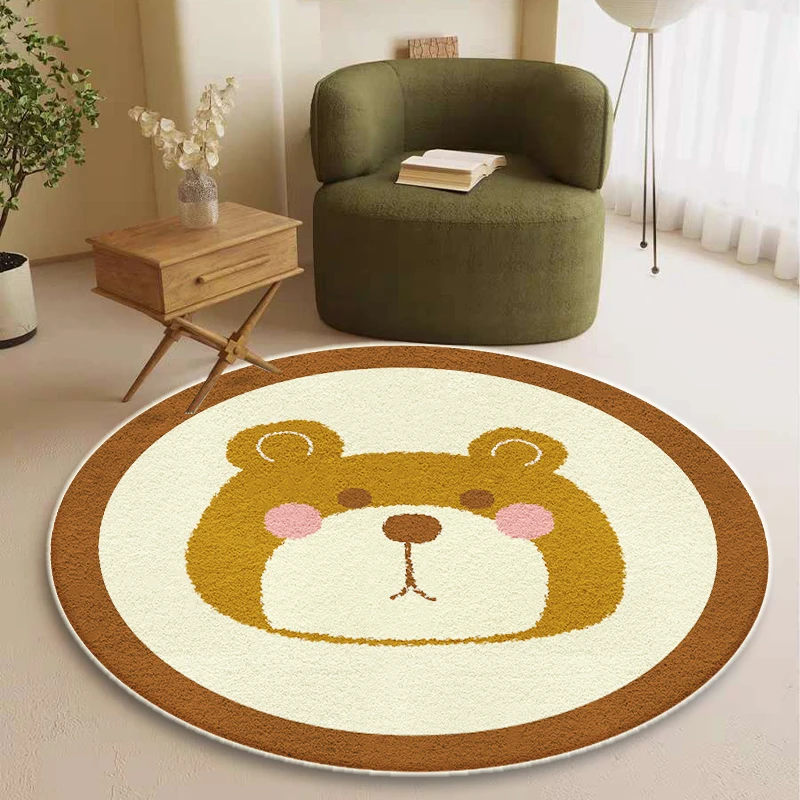 

Round Living Room Decoration Carpets Cartoon Bedroom Bedside Carpet Cute Animal Children's Room Rug Soft Cloakroom Rugs Alfombra