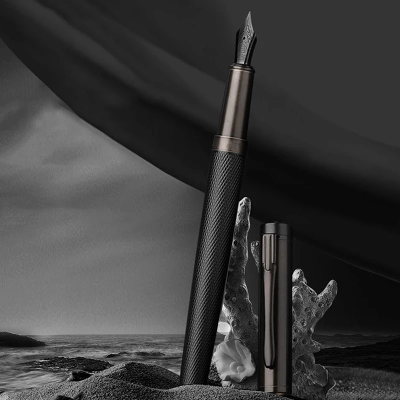 HERO Black Forest Metal Fountain Pen Titanium Black Extra Fine Nib Beautiful Tree Texture Excellent Writing Gift Pen 2