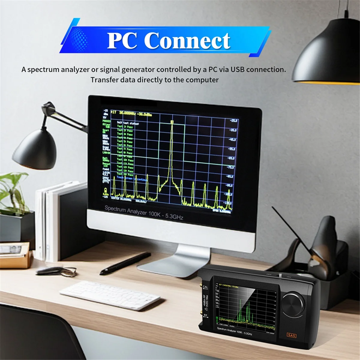ABKO-Newest 4in IPS LCD SA5 Spectrum Analyzer Handheld Spectrum Anslyzer 100k-5.3GHz Signal Generator with 32GB Card Version
