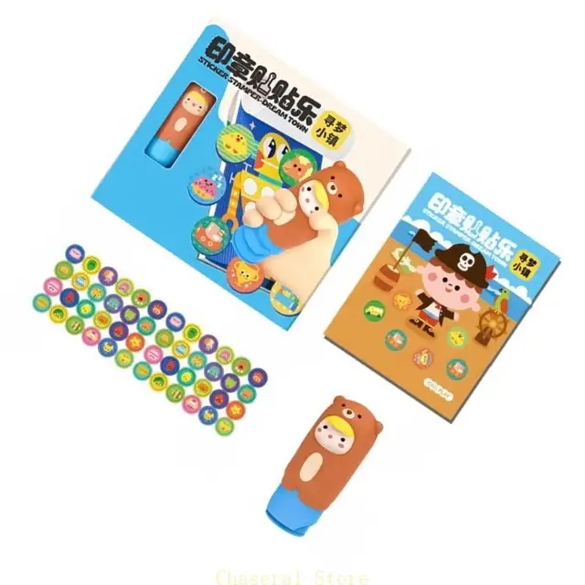 E7CE Kids Stamp Sticker Fun Activity Set With 300 Cartoon Patterns For Creative Crafting Stamp Book Child Educational Toy 3