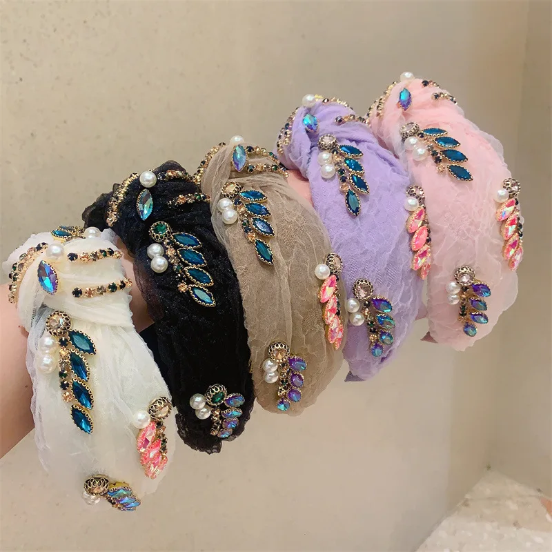 

Korean Style Knot mesh Studded Drill Retro Romantic Headband Hair Accessories