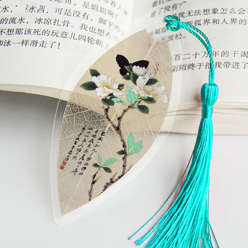Leaf Veins Bookmarks Painting Flowers Birds Fish Gift for Friends Students School Supplies