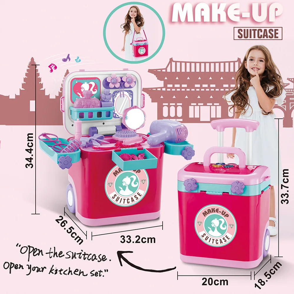 Portable storage box children's play house realistic kitchen cooking kitchenware set boys and girls gift toys 3