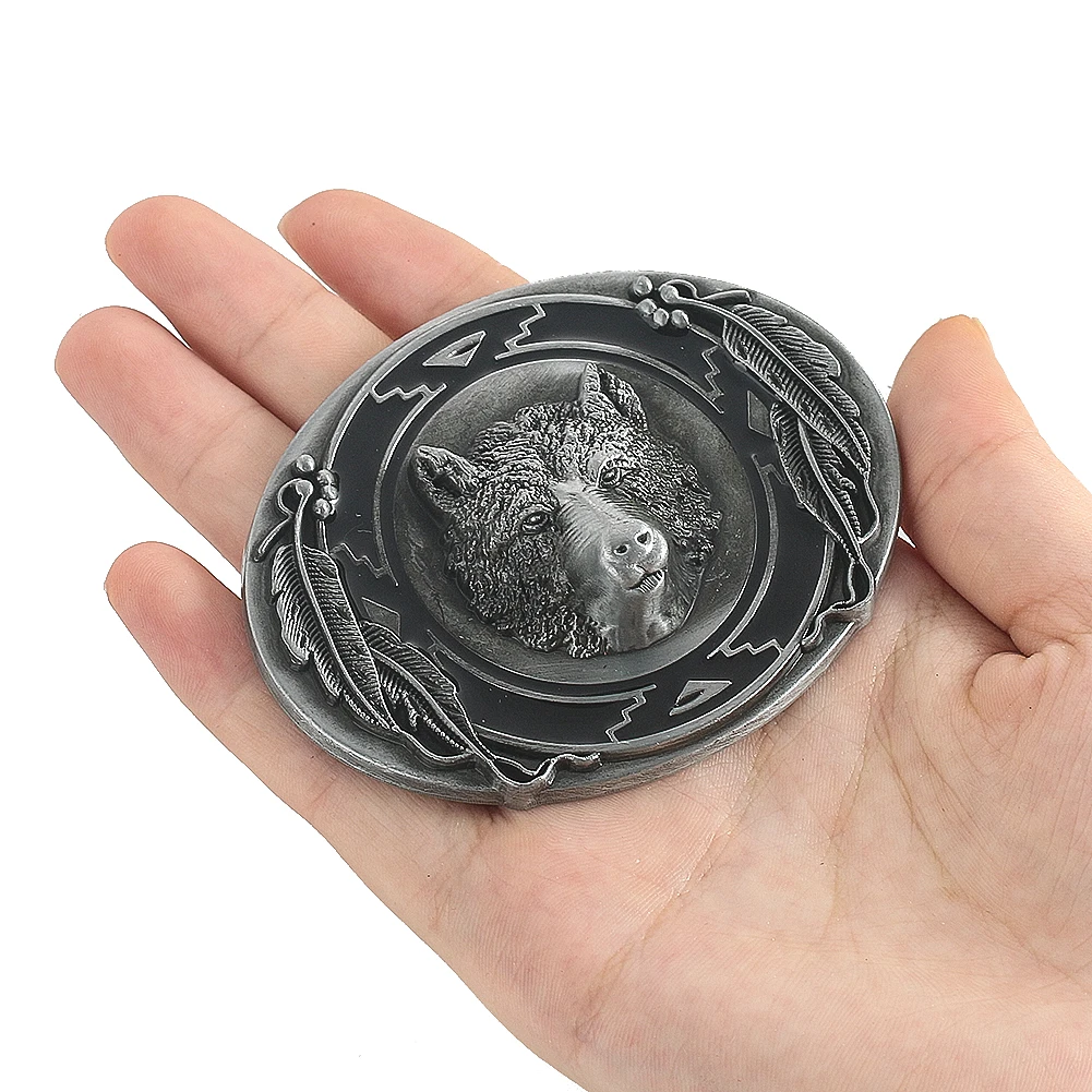 Retro Alloy Wolf Head Belt Buckle Cool Fashion Animal Ground Wolf Western Cowboys Waistband Buckle for Men\'s Jeans Accessories