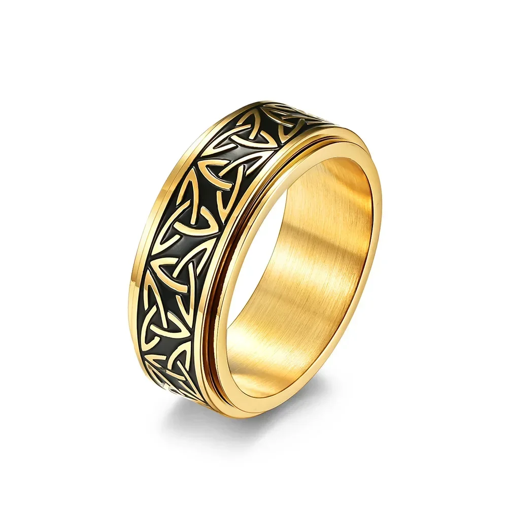 Men Stainless Steel Celtic Triangle Knot Rotatable Rotating Ring Unisex Decompression stainless steel ring,finger ring,fidget spinner ring