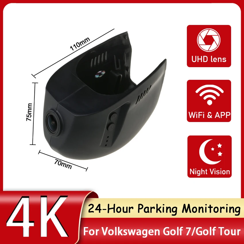 

Car DVR Wifi Video Recorder Hidden Dash Cam Camera For Volkswagen Golf 7 / Golf Tour 2015 2016 2017,4K DashCam,Control Phone APP