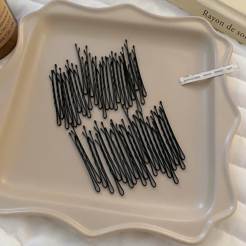 50 Stück, 100 Stück, 200 Stück schwarze Haarspangen-Set für Damen, unsichtbare Bobby-Pins, unsichtbare Wellen-Haarspangen, Haarstyling-Zubehör A – Detail 5