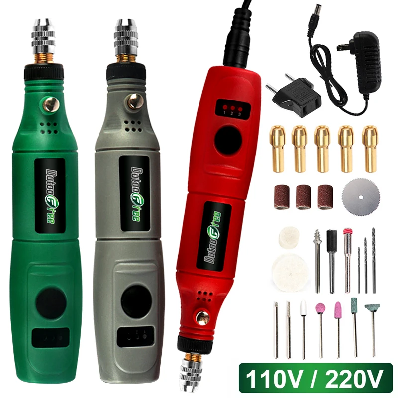 100V-240V Mini Drill Electric Drill Rotary Tools 3 Speed Carving Pen Dremel Accessories Set Engraving Pen Grinder Power Tool wanptek manostat kps1003d adjustable mini dc power supply output 0 100v 0 3a high precision switch
