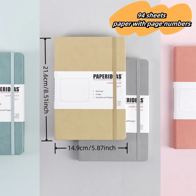 Hardcover A5 Bullet Journals Dot Notebook 188 Page 100gsm 5.7x8.2inch Retro Bandage Candy Color Diary Notebook Journal BUJO 3