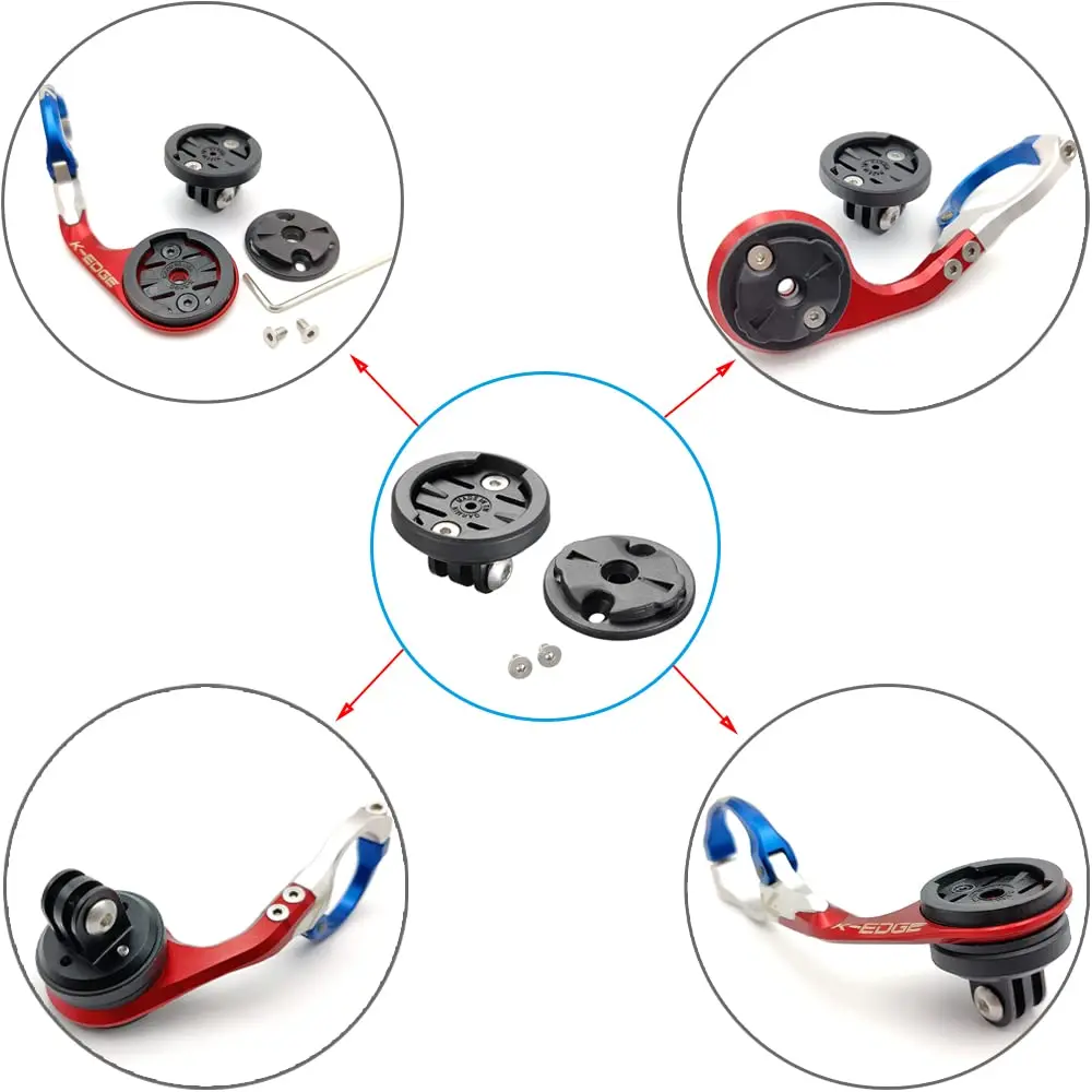 Vue rapprochée du support de guidon pour caméra sport, fixation universelle pour GoPro avec vis de serrage.