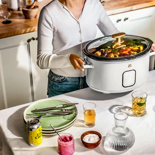 Beautiful 8QT Slow Cooker, White Icing by Drew Barrymore, Kitchen  Multifunctional Pot - AliExpress