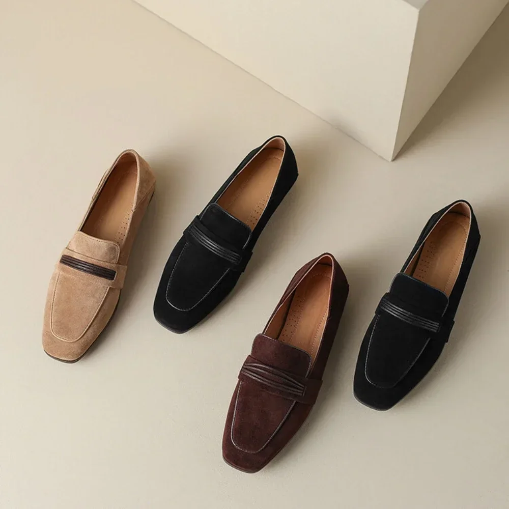 

Туфли женские из натуральной кожи, однотонные, Повседневная рабочая обувь на плоской подошве, лоферы, весна-осень 2024