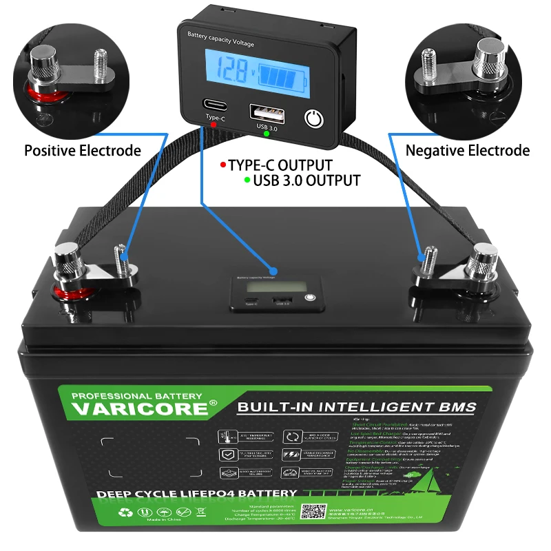 Batteria LiFePO4 VariCore 12V/24V/36V/48V 340Ah 200Ah 180Ah 100Ah 120Ah per 4s 8s 10s 16s, per auto solari, camper e golf cart, esente da dazi - immagine 5