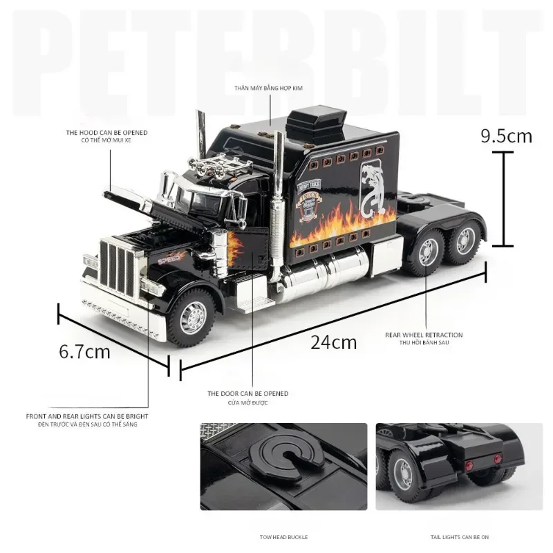 Diecast Heavy Truck Model 1:24 Peterbilt 389 tractors Alloy