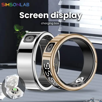 Nuovo Smart Ring SR08 Display a LED Monitoraggio della salute del sonno Custodia di ricarica impermeabile 5ATM Modalità multi sport Anello per uomo Donna Regalo