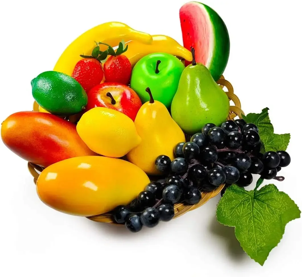 Artificial Fruits and Vegetables Artificial Fruits for Home Decoration Fake Strawberry Mango Bananas Party Christmas Model for Photoshoot 14 PCs/Set