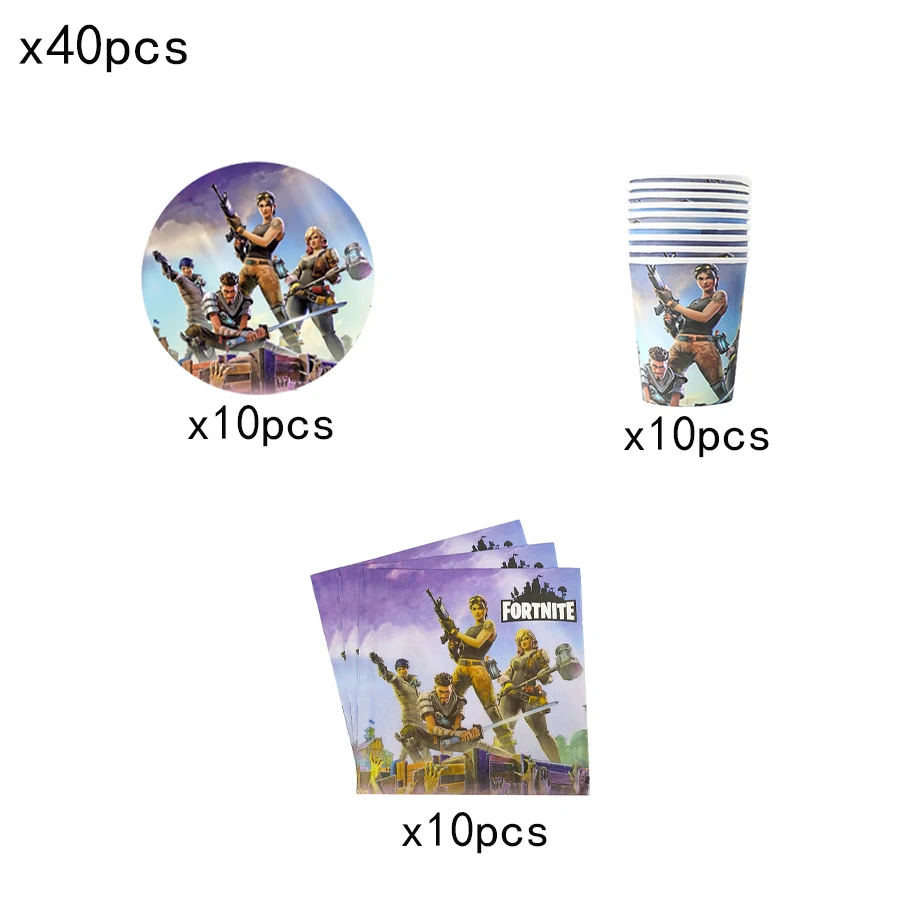 Fortnition Party Supplies: Fun Shooting Game Decorations with Alpaca Llama-Themed Paper Tableware and Balloons for Baby Shower Celebrations