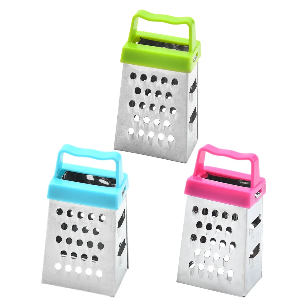 

3Pcs Stainless Steel Box Grater Mini Grater Handheld Slicer Fruit Vegetable with Plastic Handle