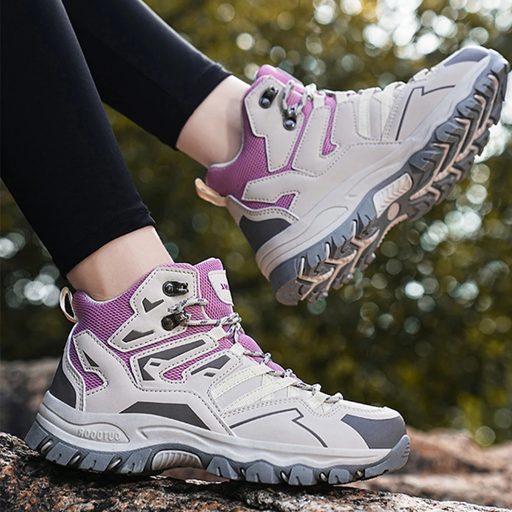 

Women Lace-Up Outdoor Shoes Cozy Winter Shoes Breathable Tennis Shoes Lightweight Non-Slip Hiking Shoes for Outdoor Activities